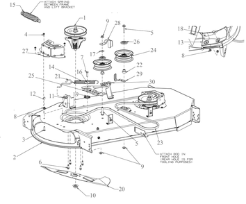 Deck Diagram and Parts List for XT2-LX46KW (13AFA1TNA10)(2021) Cub Cadet Lawn Tractor